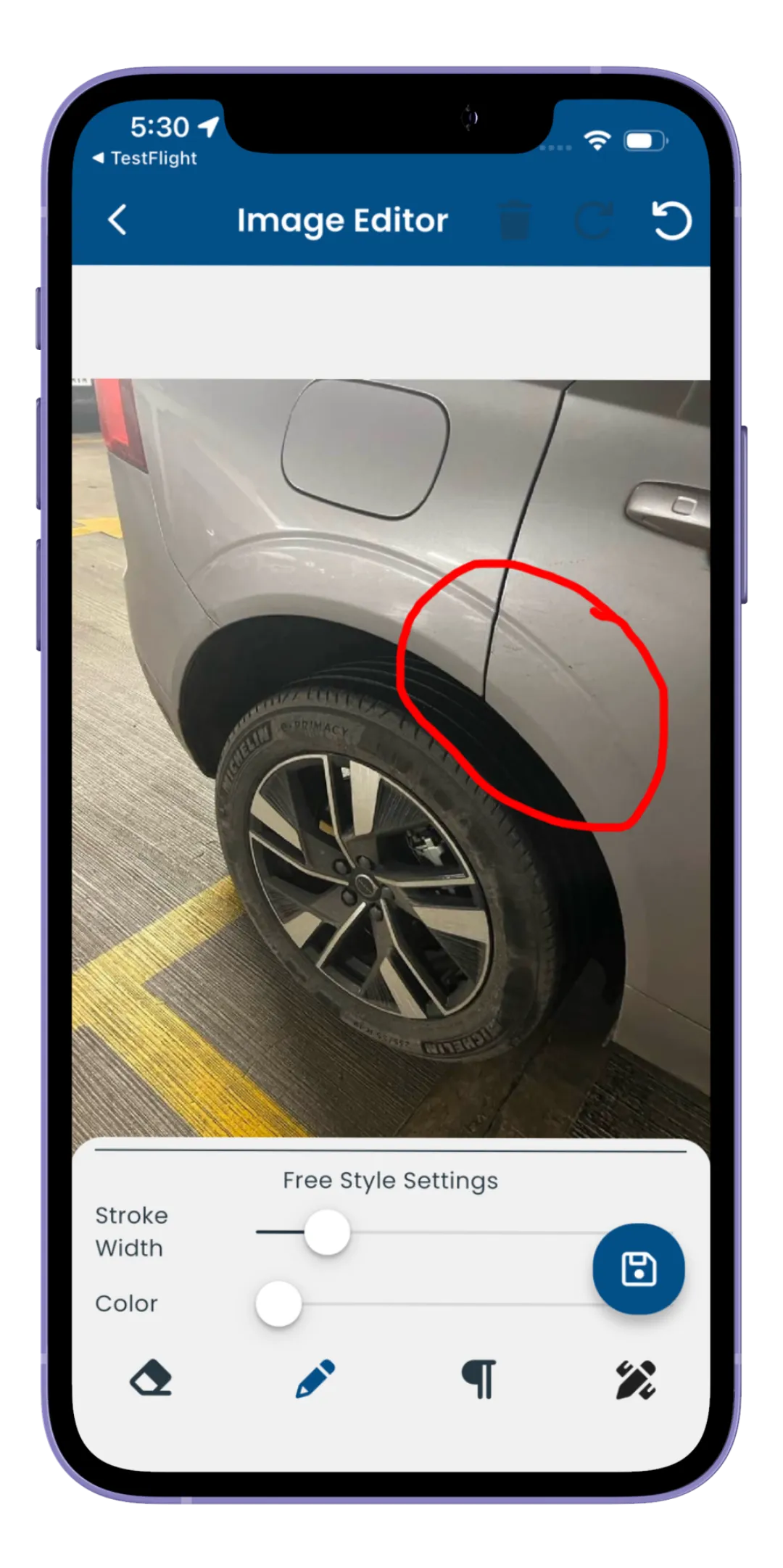 Photo annotation screen in the Risk Memo app