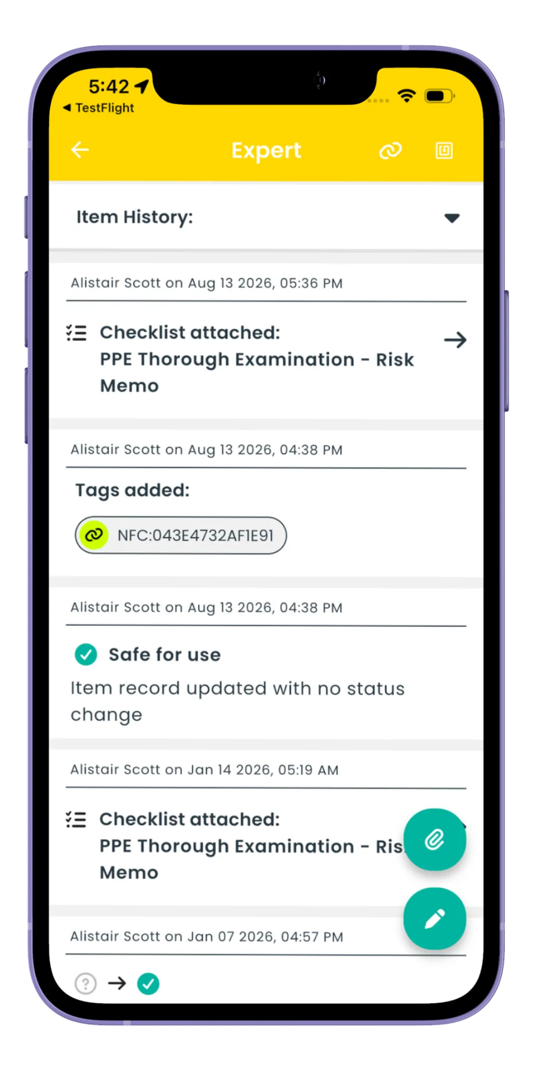 Timed evidence screen in the Risk Memo app