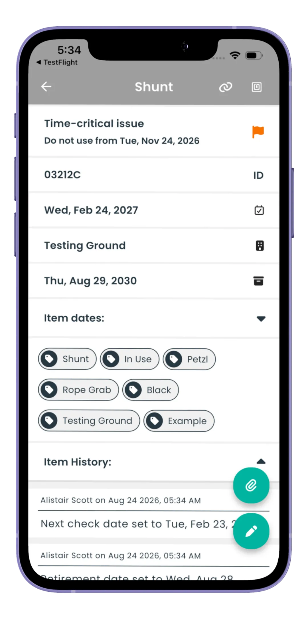 Time-critical screen in the Risk Memo app