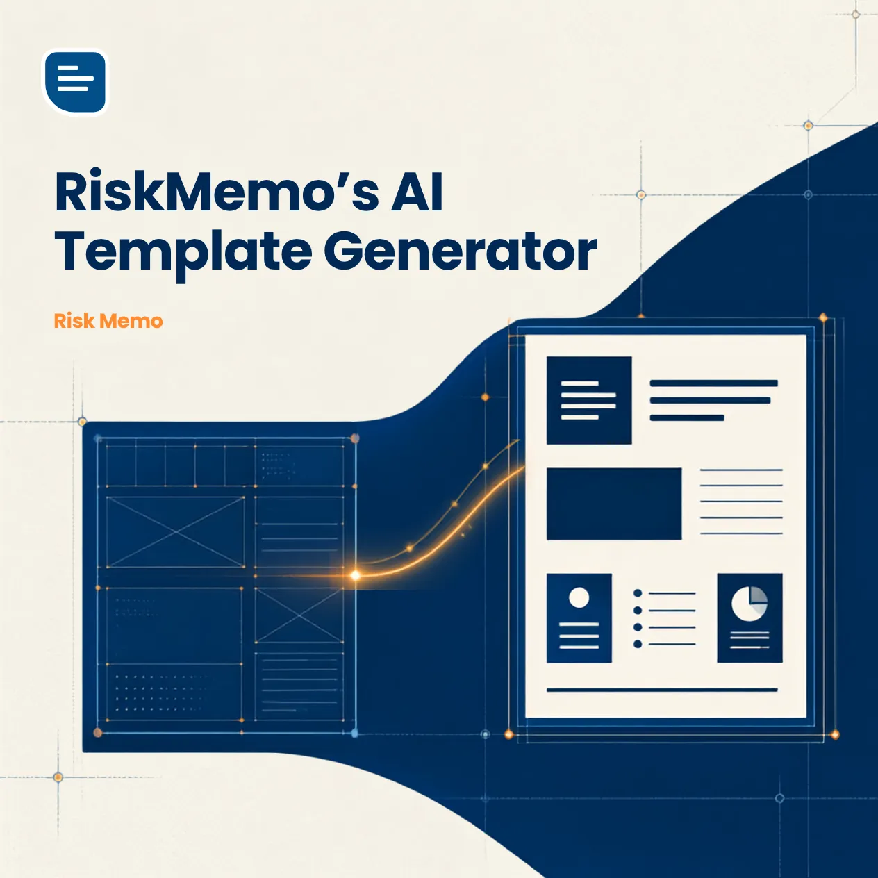 An illustration of a rough template wireframe transforming into a polished Risk Memo checklist template